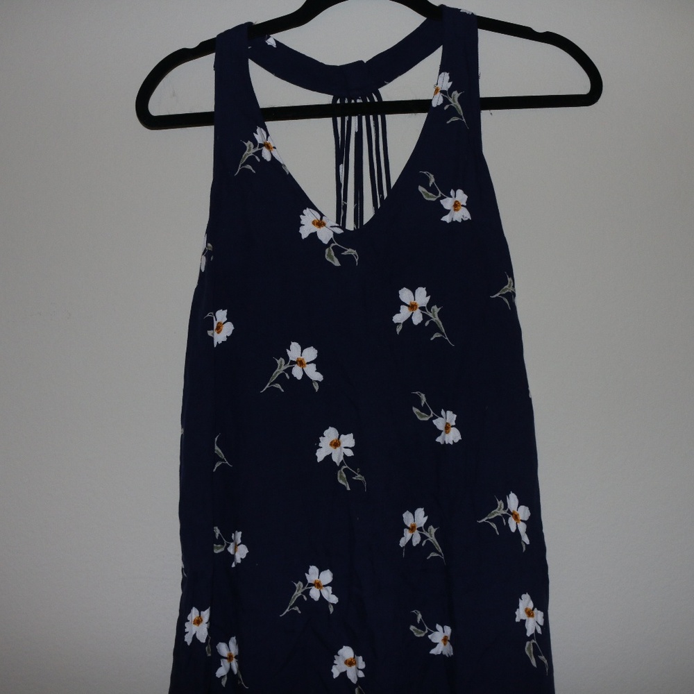 floral navy blue dress